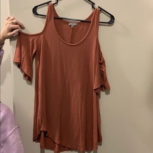 Burnt orange open shoulder shirt